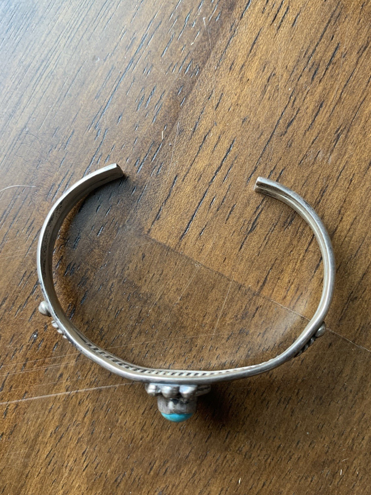 Vintage sterling silver Turquoise Cuff Bracelet. **acid test confirms Sterling