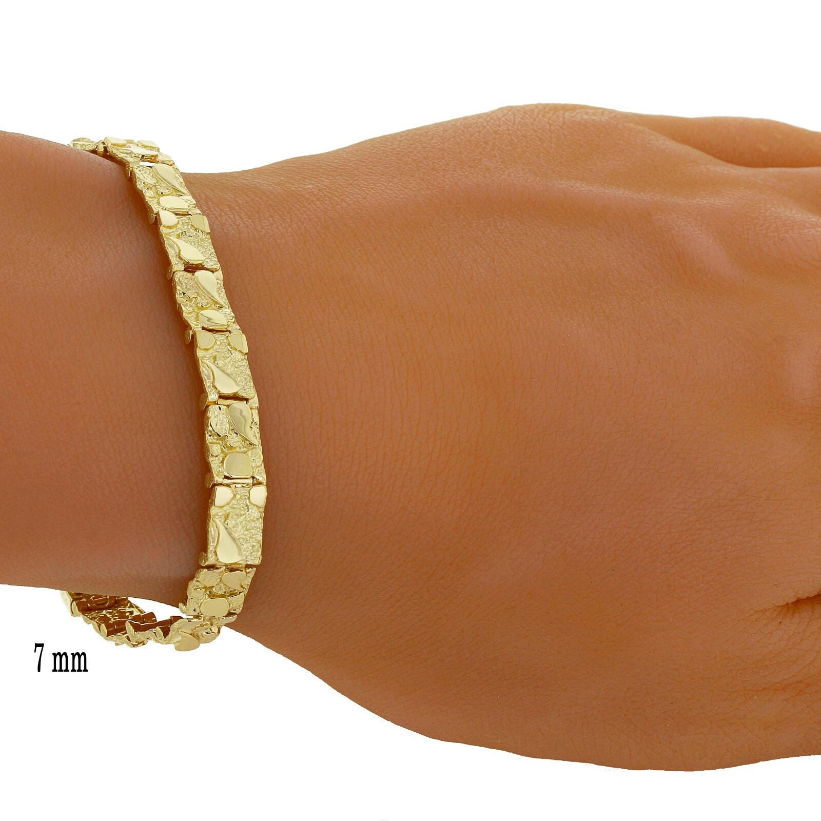 10k Yellow Gold Solid Handmade Nugget Bracelet Adjustable 8-8.5″ 7mm 15.1 grams
