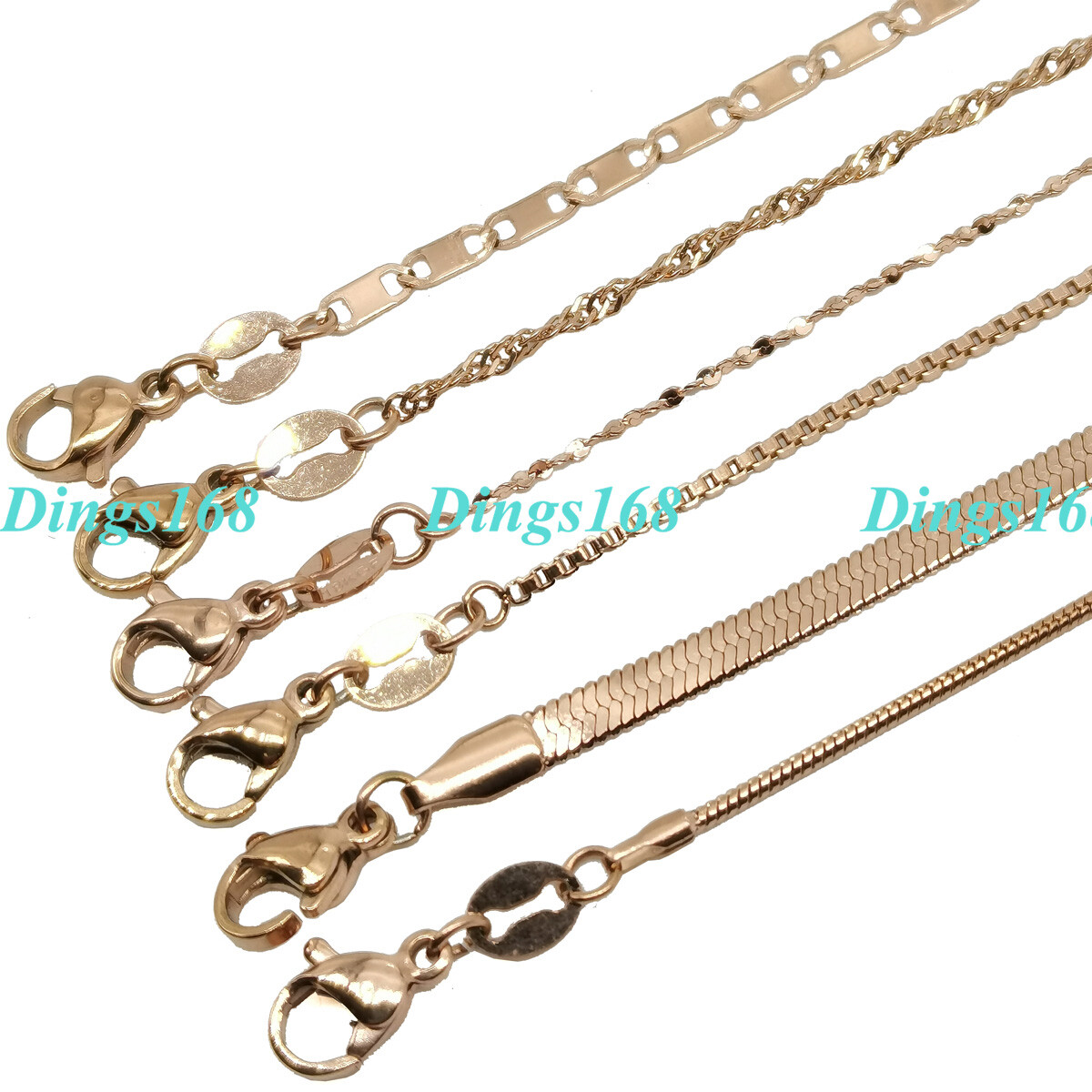 18K Rose Gold Filled Tarnish-Resist Necklace Chain, Multiple Styles/Width/Length