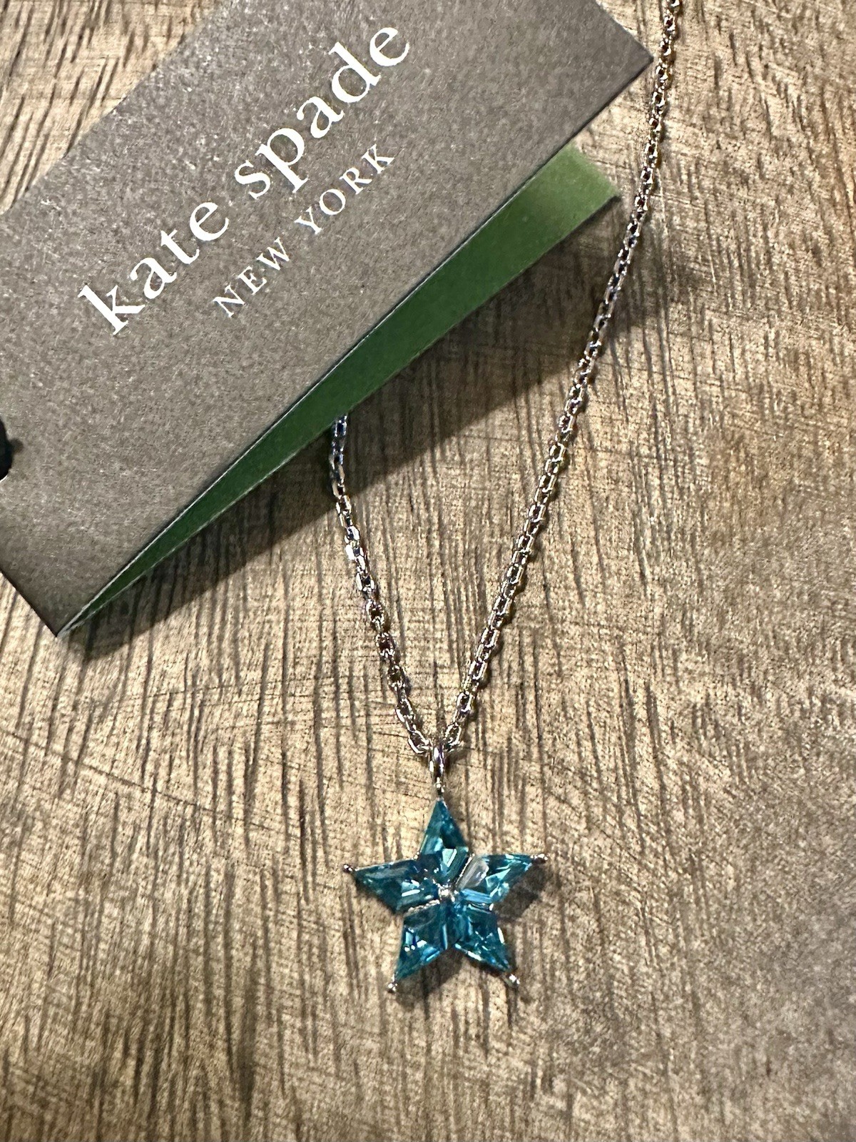 New Kate Spade New York Cosmos Pendant 16” Necklace Blue Crystal/Silver with Tag