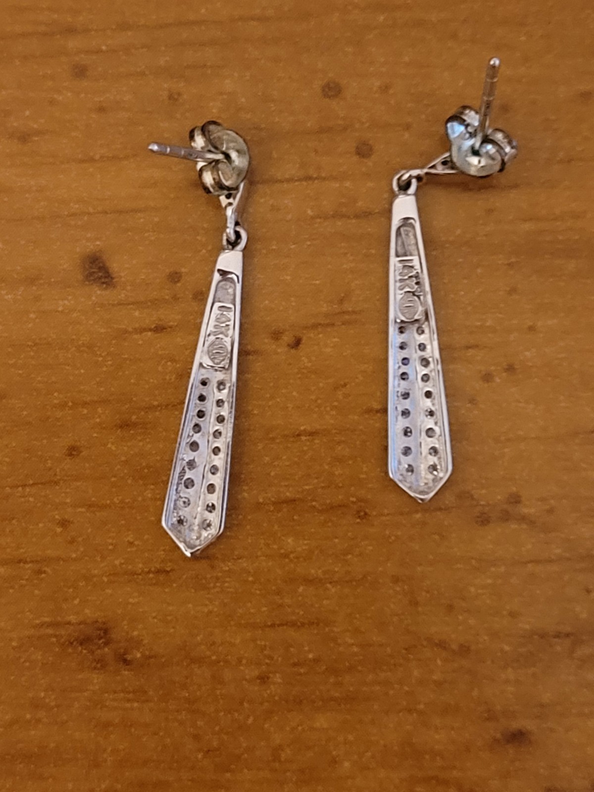 Jared 14k White Gold Genuine Diamond Tapered Bar Drop Dangle Earrings