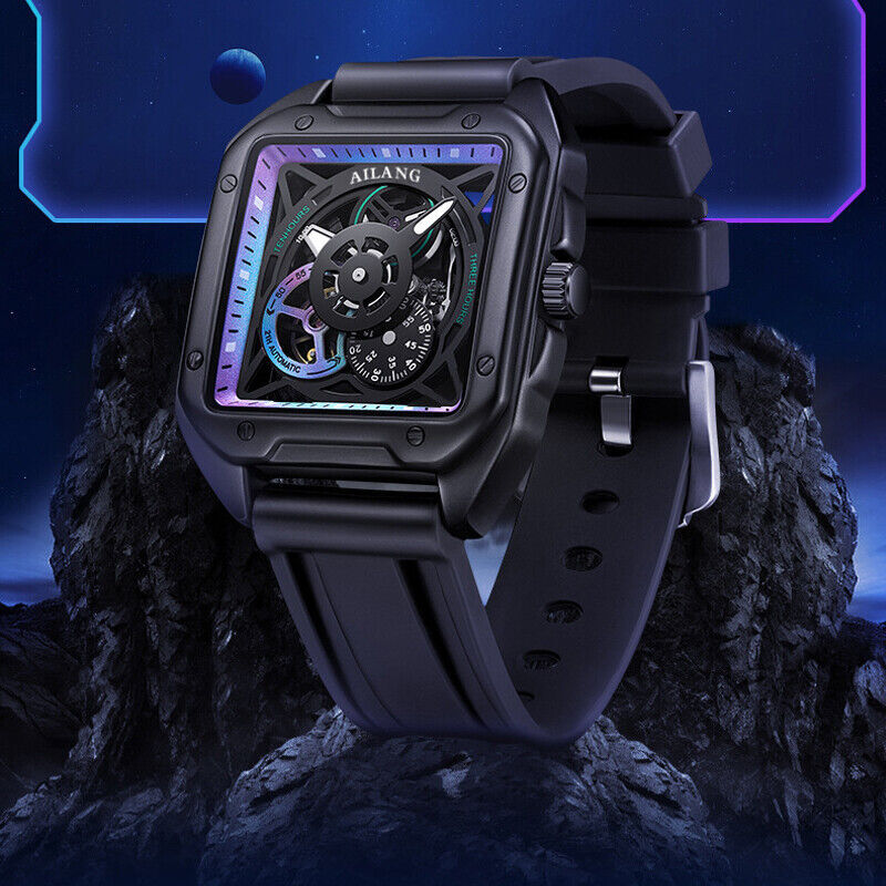 AILANG Men Watch Waterproof Hollow Design Automatic Mechanical Wristwatch-8309
