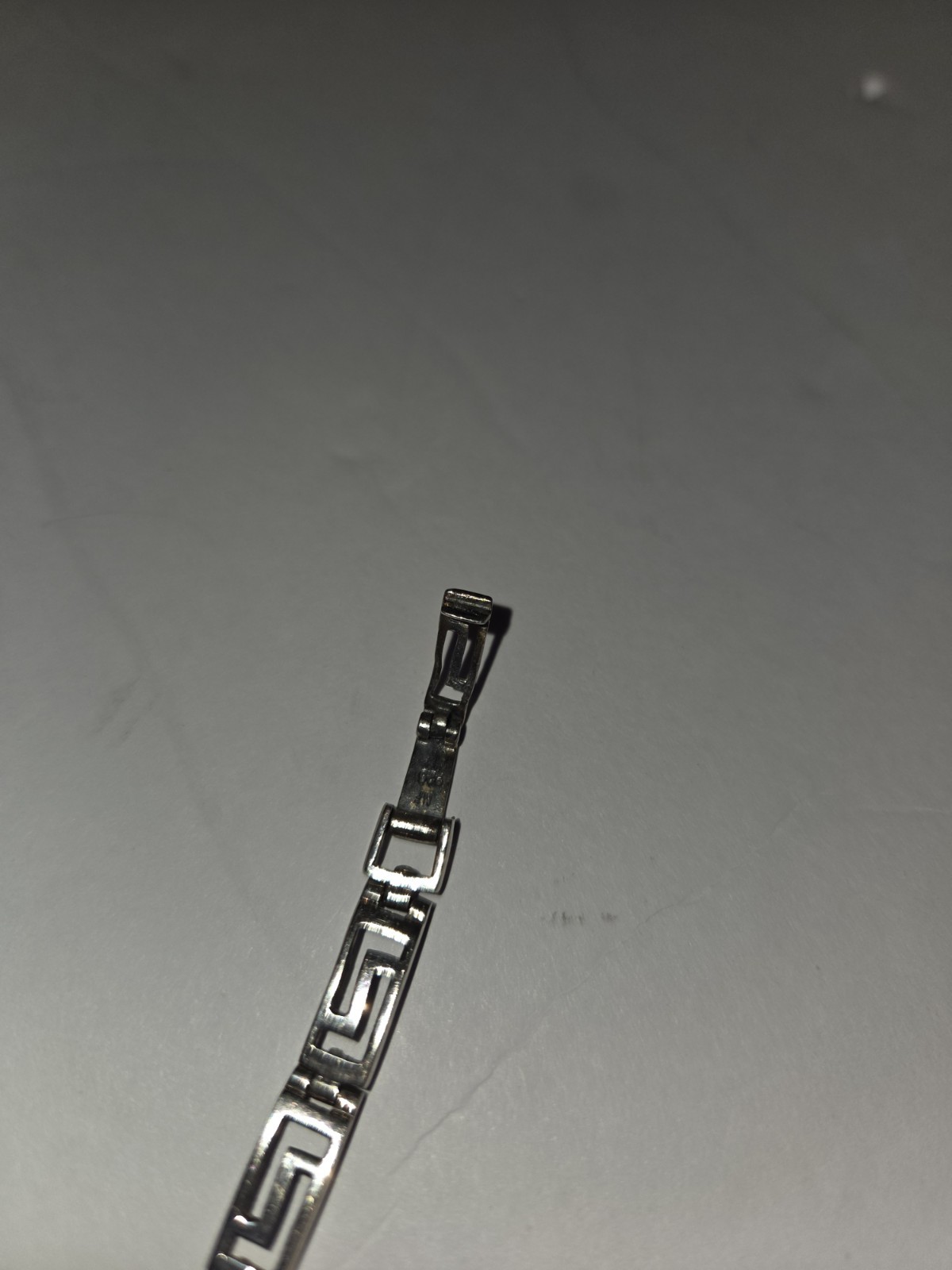 Vintage Sterling Silver 925 Greek Key Link Bracelet 7 1/2 ” Marked NF 925