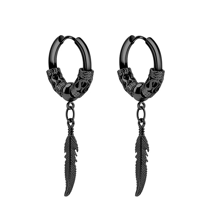 1 Pairs Punk Stainless Steel Stud Earrings Black Earrings Set For Men Women
