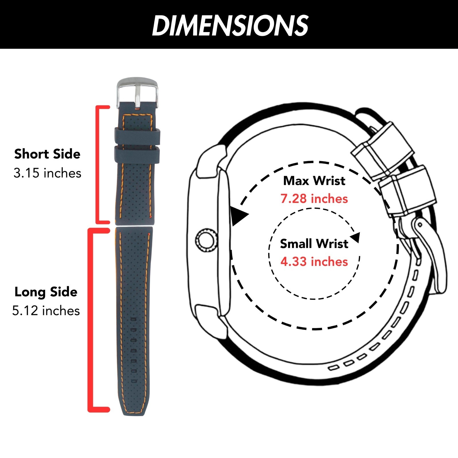 24mm Rubber Watch Band, Silicone Rally Strap for Armand Nicolet JH9, SH5