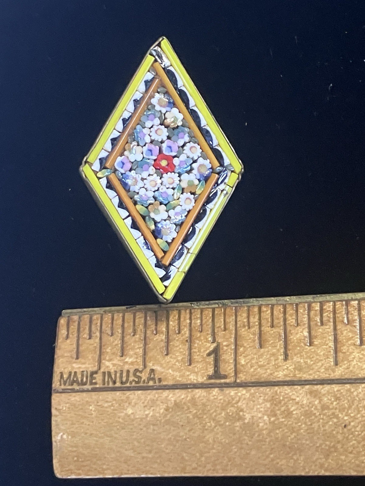 Vintage Micro Mosaic Pin In vibrant Colors Made in Italy