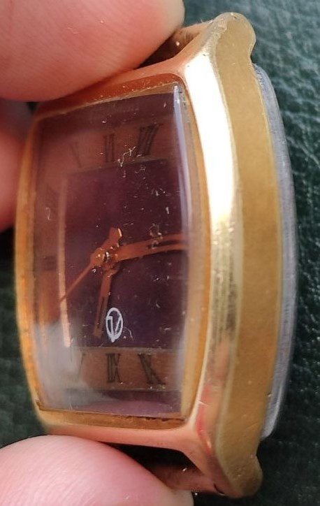 Vintage LUCH USSR Women’s Watch Purple Sunburst Dial Gold Plated AU10 Soviet RUN