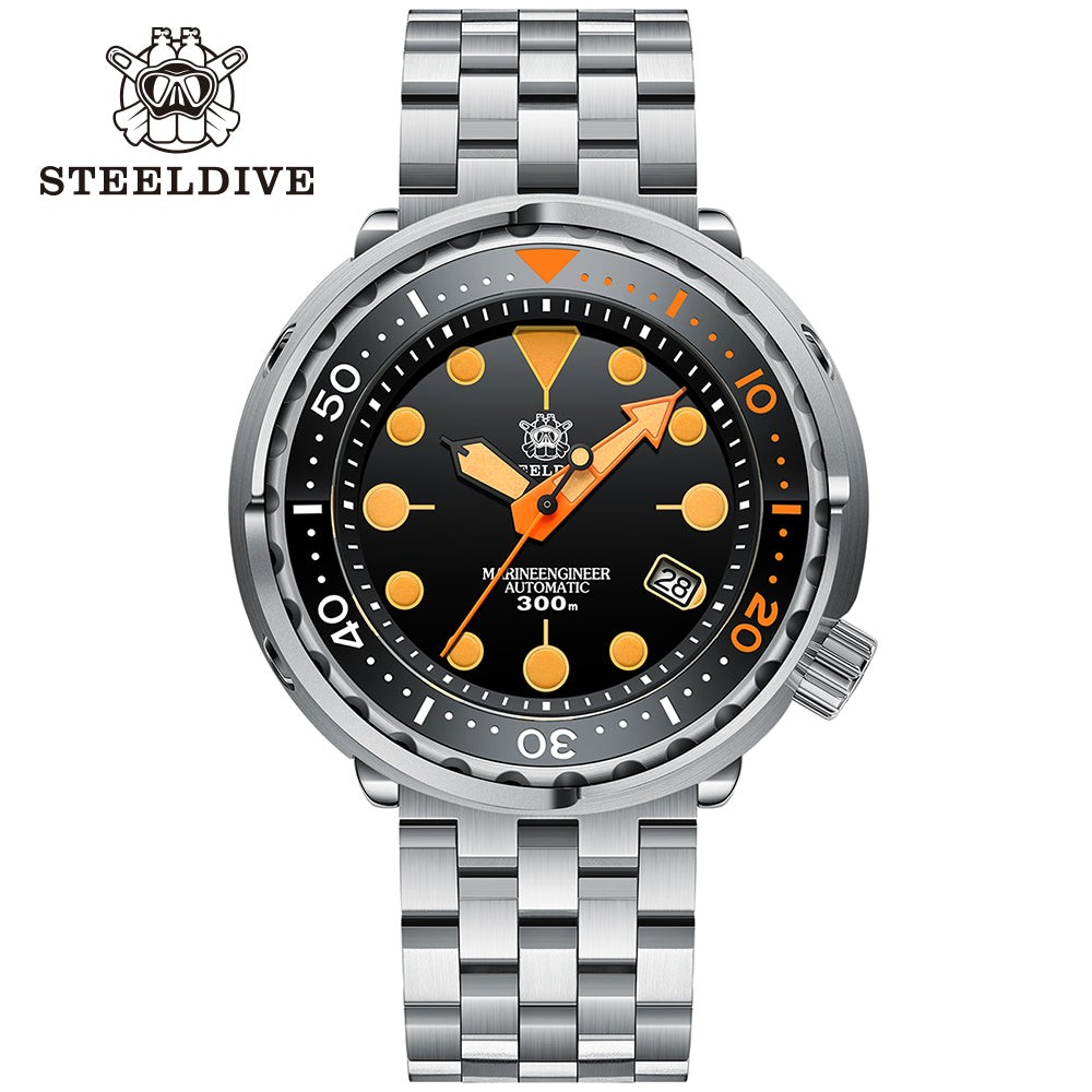 STEELDIVE SD1975V Mens 47.5mm 300M Automatic Dive Watch NH35 Sapphire Steel