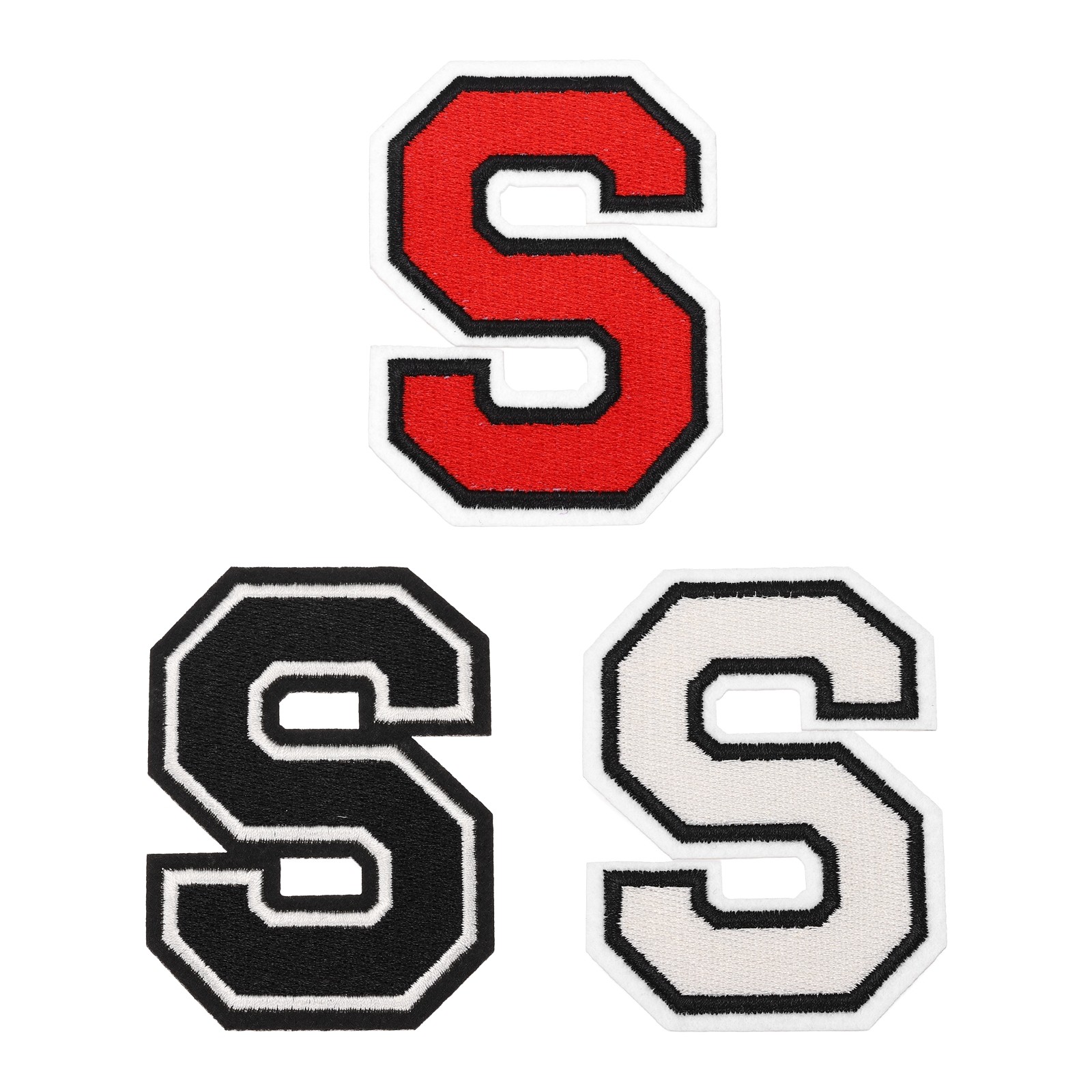 3pcs Iron Patches Letter S 3 Inch, Red/White/Black