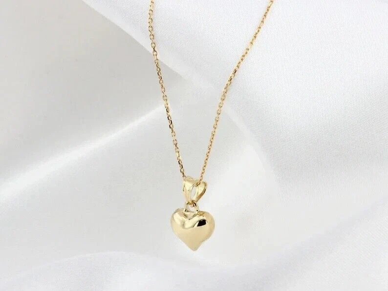 14K Yellow Gold Plated Charm Love Heart Pendant Necklace Yellow Gold Plated