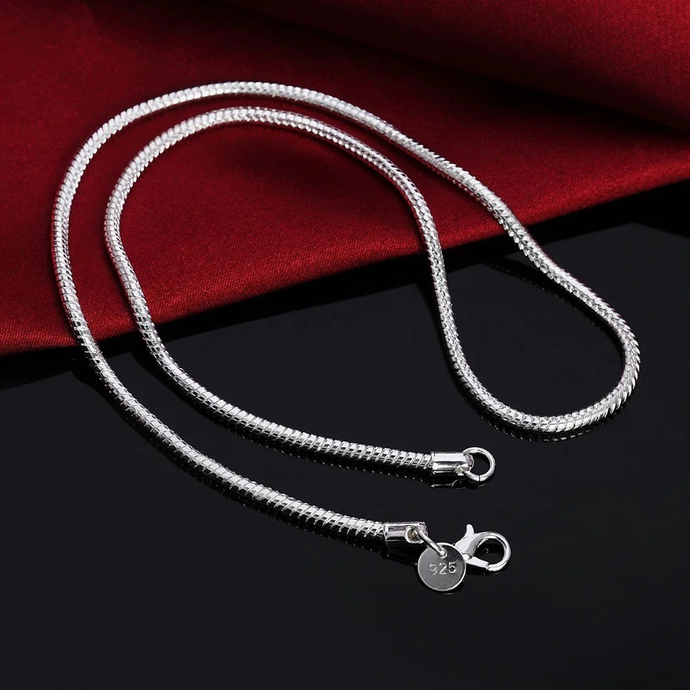 Men&Women’s 925 Sterling Silver Tarnish-Free Italian Snake Chain Necklace 16-24*