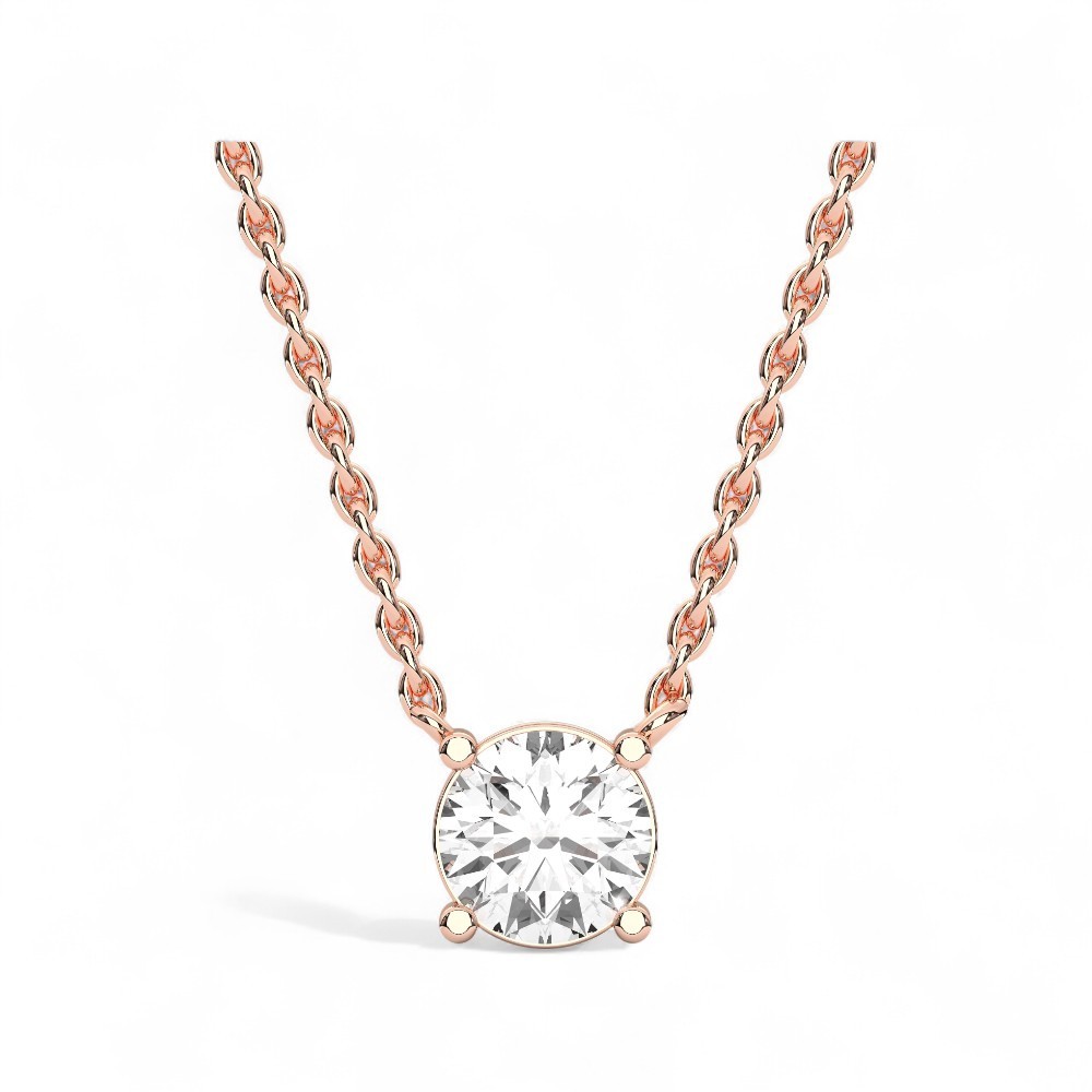 IGI Certified Lab Grown Diamond 1CT Round Solitaire Pendant Necklace 14k Yellow
