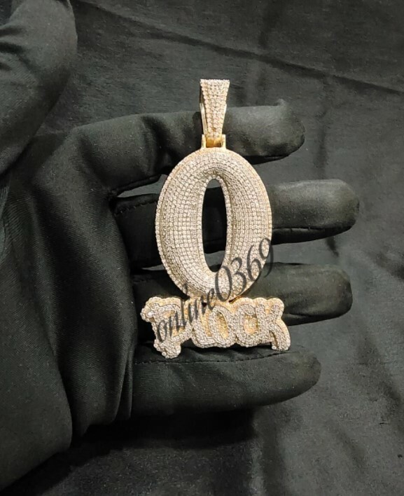 Men’s O Block Custom Layer Letter Pendant in VS SI Lab Grown Diamond 925 Silver