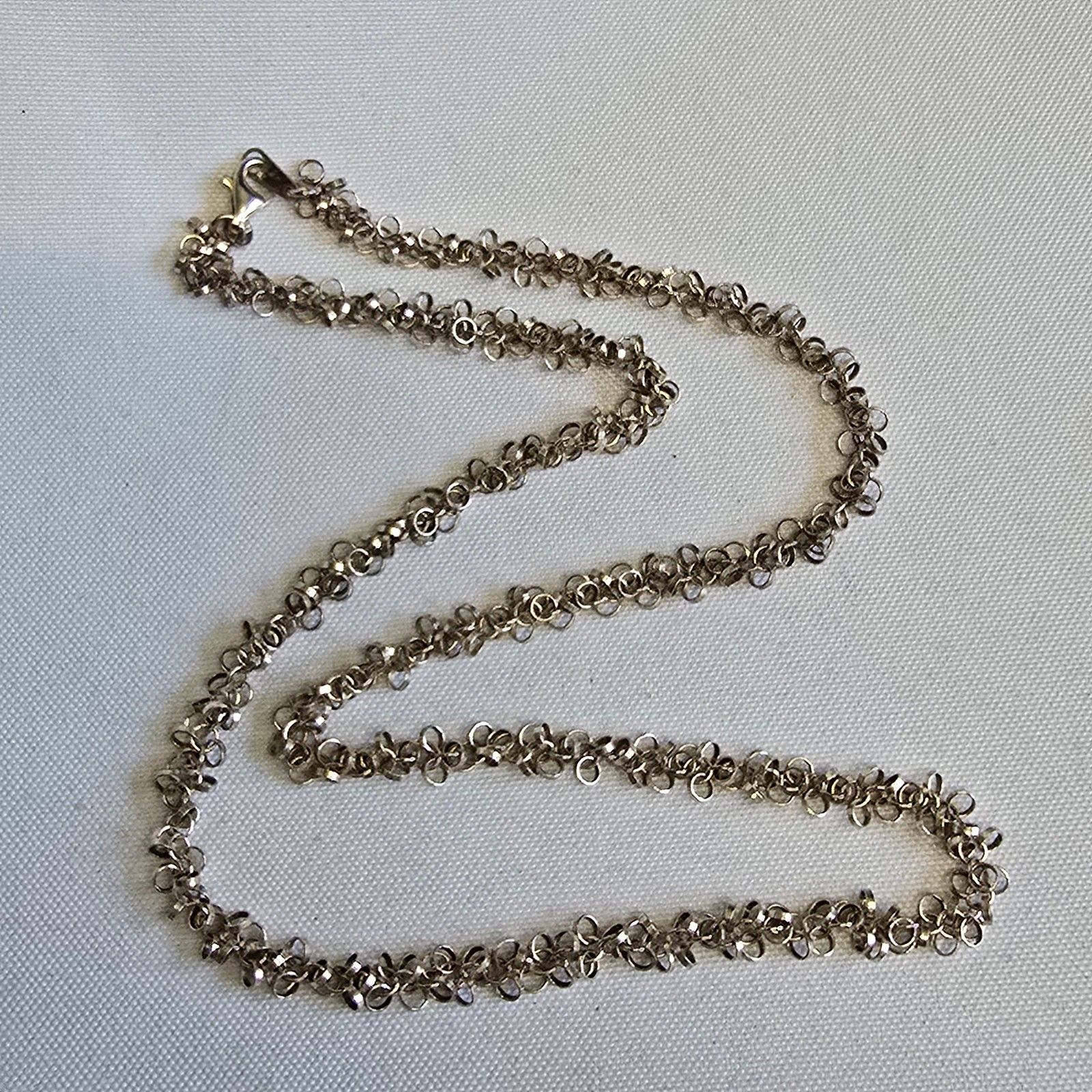 Sterling Silver Necklace 15.7g Fine Jewelry 22″ Unique Chain Lobster Clasp