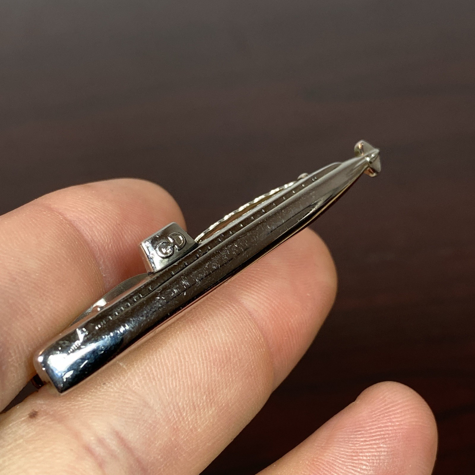 US NAVY SUBMARINE GD GENERAL DYNAMICS Silver Tone Advertising HICKOK Tie Clip