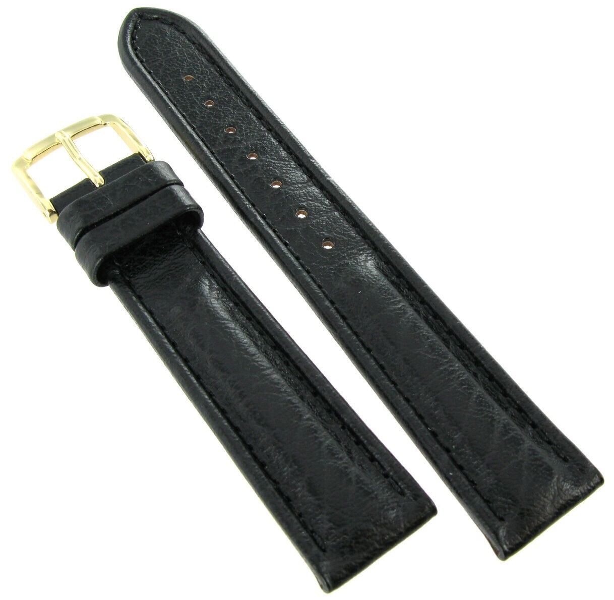Men’s 18mm Black Watch Band – Stitched Calf Skin