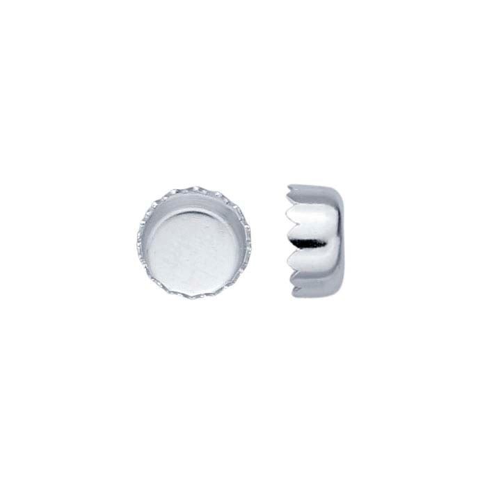 One 6mm Round Serrated Sterling Silver Bezel Cup 32gauge Setting