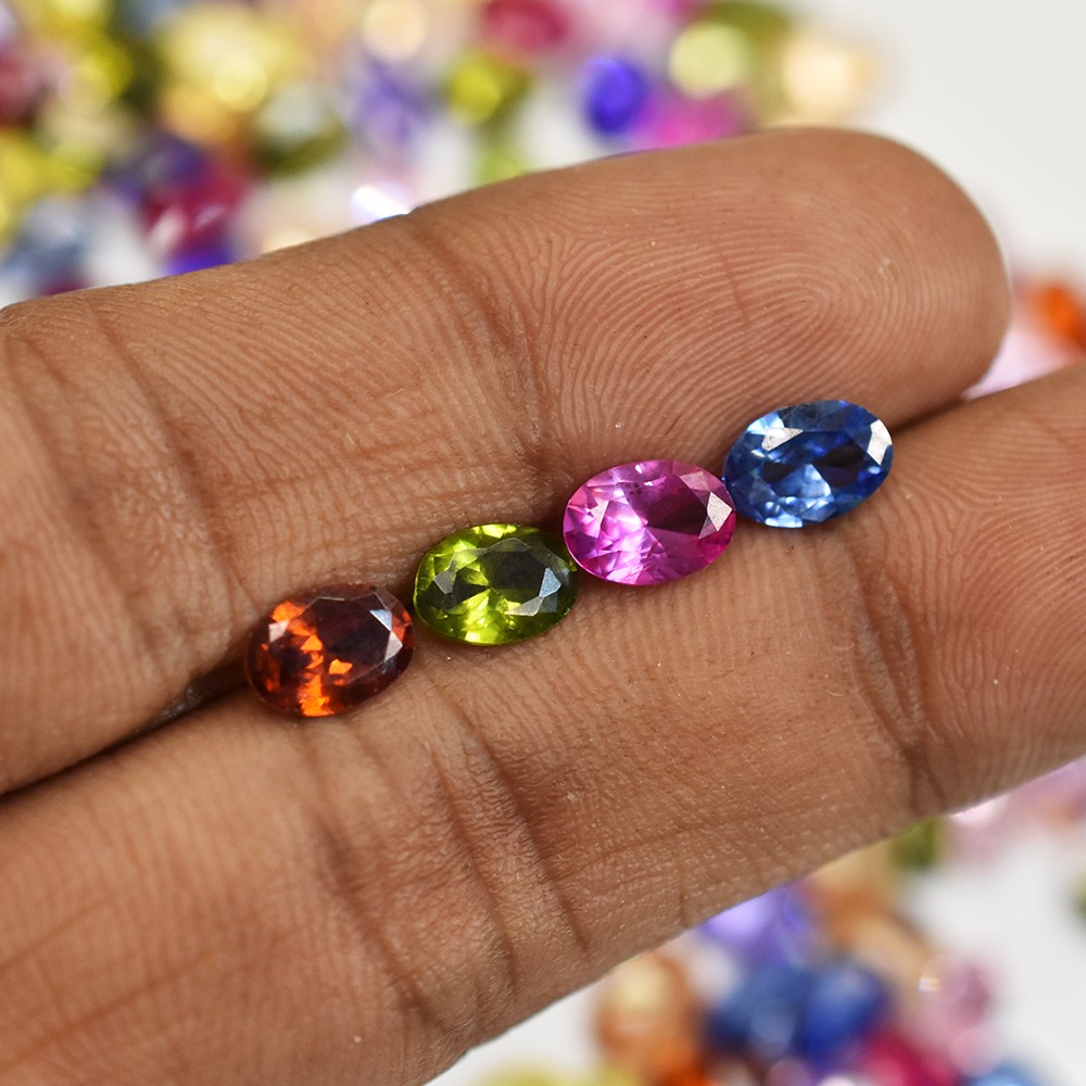 Extremely Rare Natural Mix Sapphire 7×5 mm 12.00 Ct CERTIFIED Loose Gemstone Lot