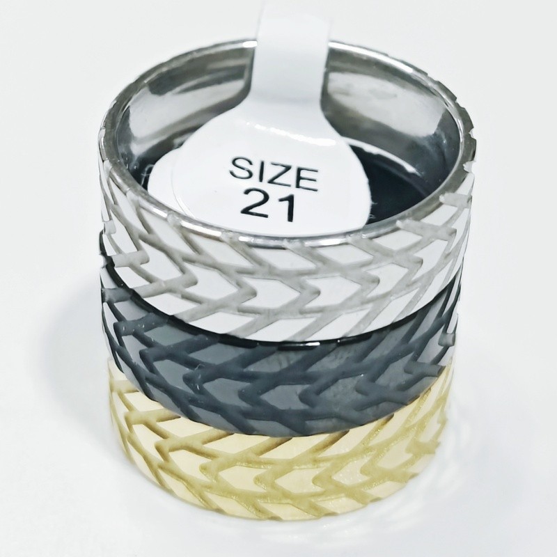 36 Pcs 8mm Tire Tread Pattern Stainless Steel Rings 3 Tone Unisex Comfort Fit