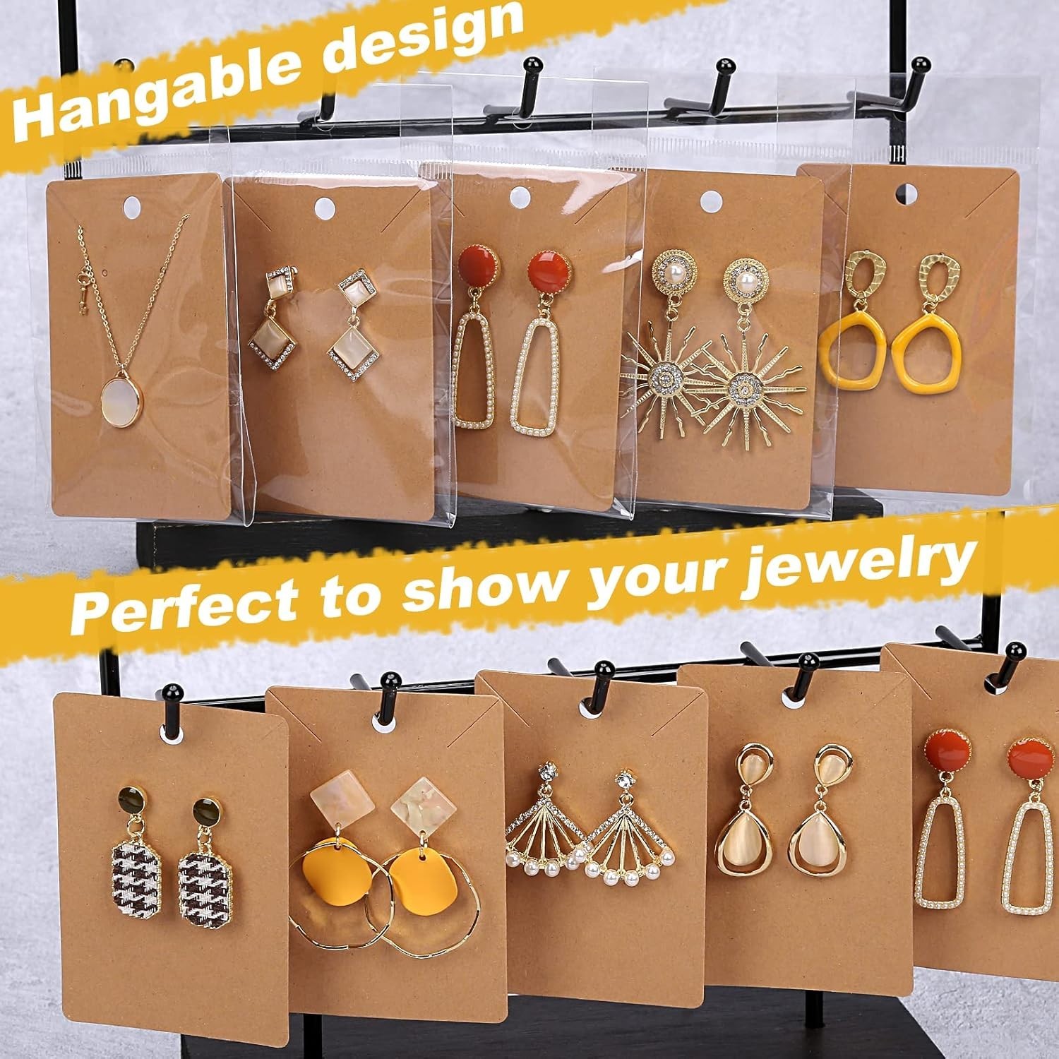 Earring Display Cards – 3.5 X 2.4 Inches Earring Cards with Packaging Bags for E