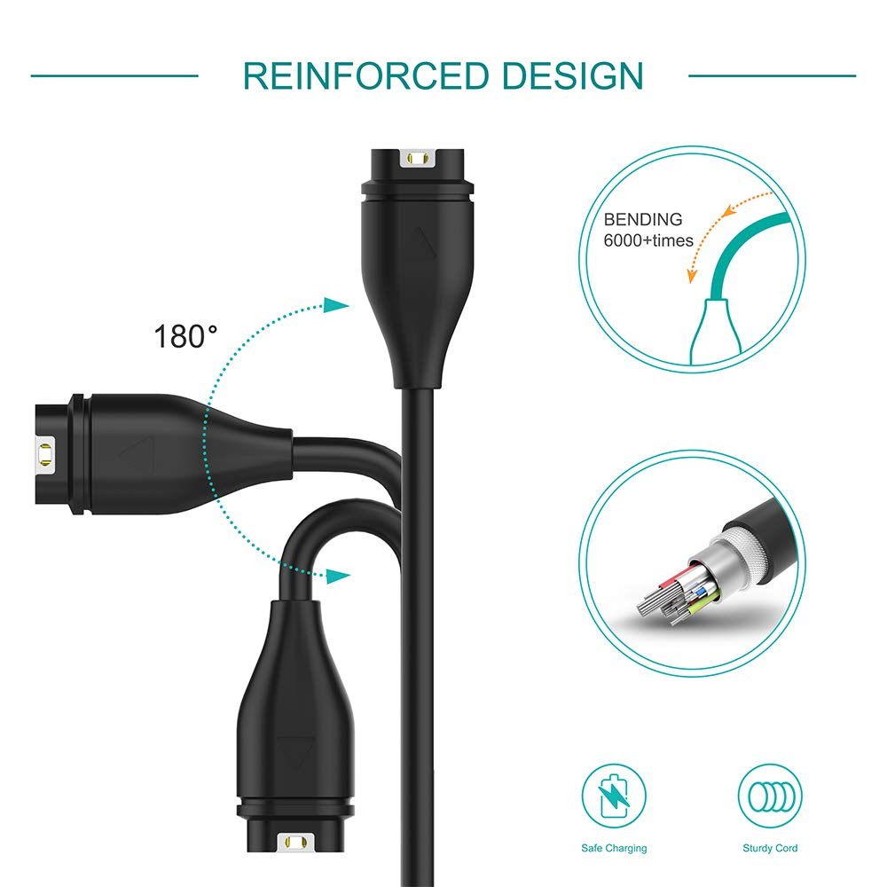 TUSITA Charger Cable Compatible with Garmin Watch – 2 Pack – 1M