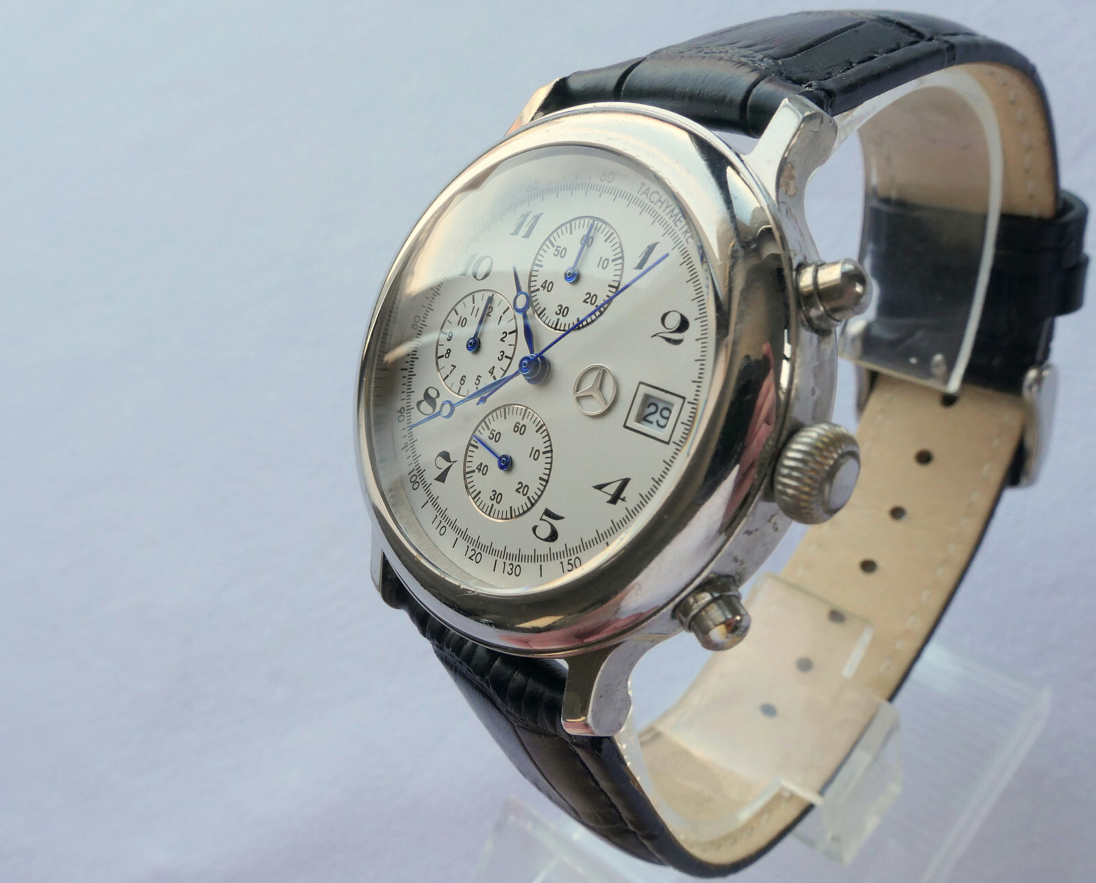 Mercedes Benz Classic 925 Sterling Silver Car Accessory Luxury Chronograph Watch