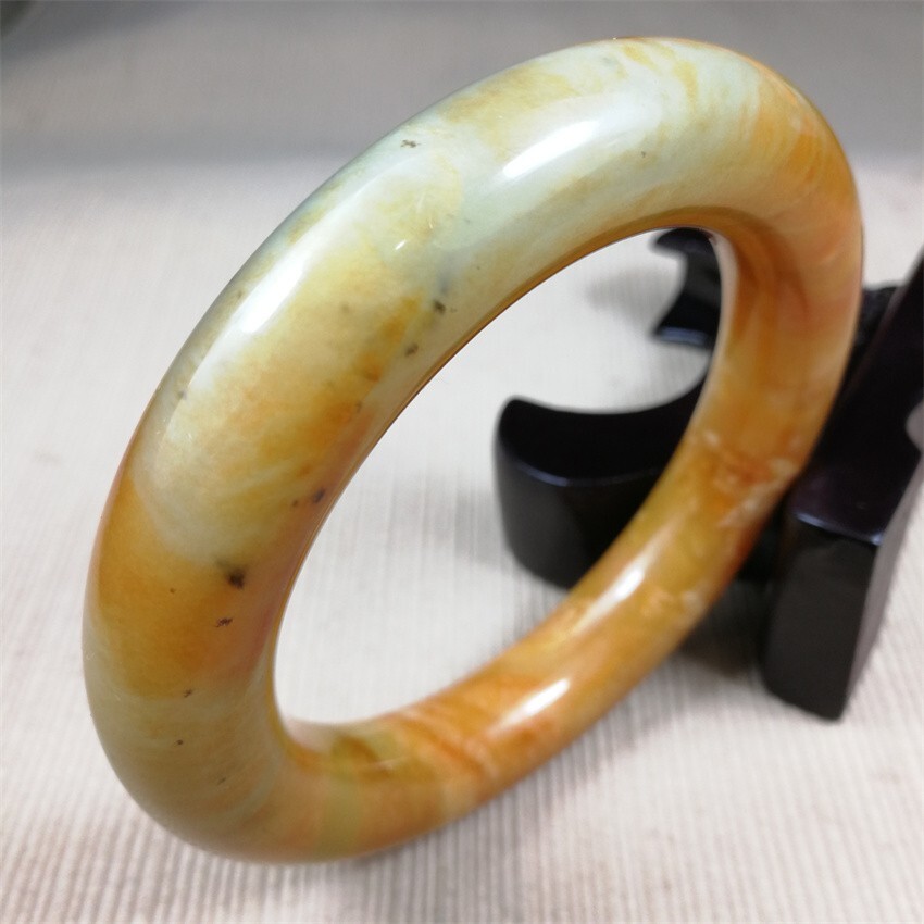61MM China Ancient Red Green NATURAL HETIAN Jadeite Jade Bracelet Bangle