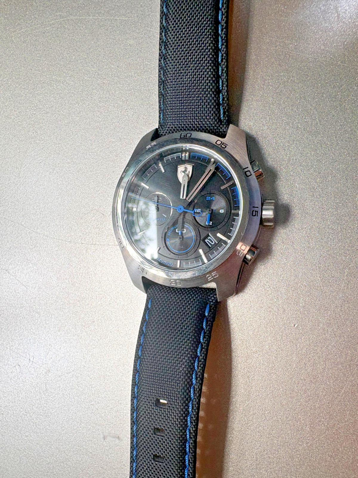 Ferrari Scuderia Black blue stainless Leather band men’s watch Chronograph