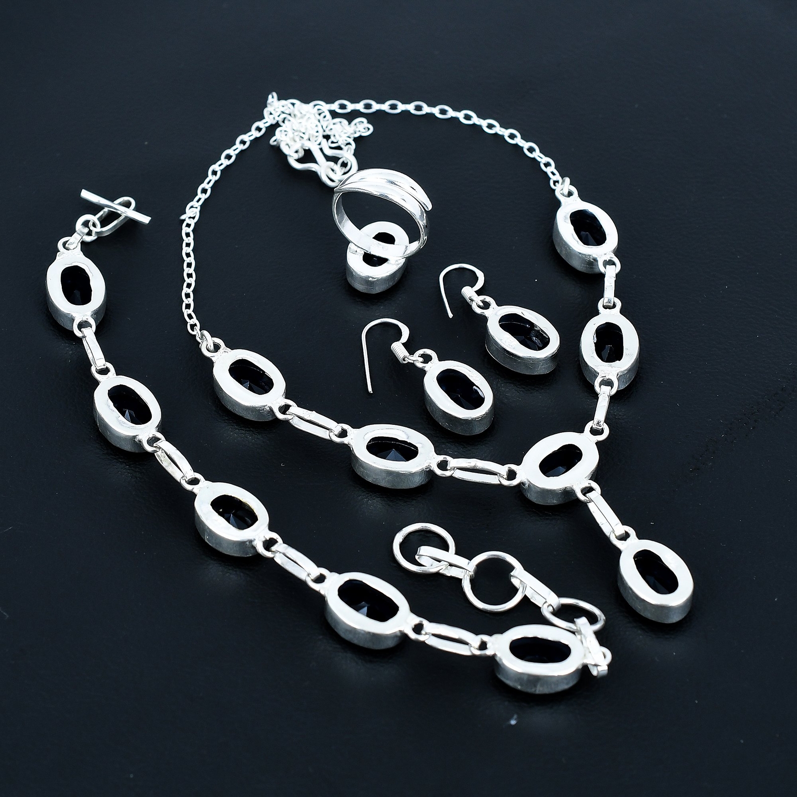 Iolite 925 Sterling Silver Oval Gemstone Handmade Ethnic Gift Jewelry Set VJ 195
