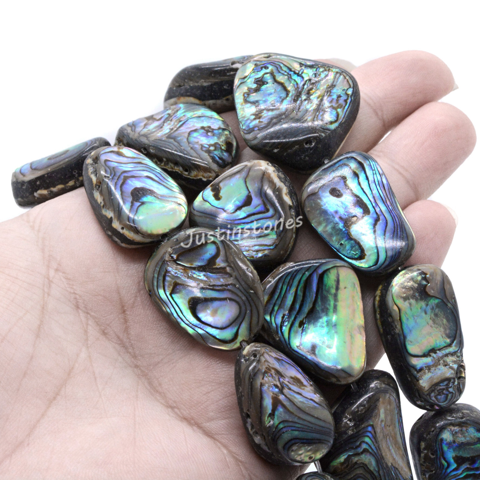 23-28mm Twist Oval Abalone Shell Freeform Jewelry Making DIY Loose Beads 15″