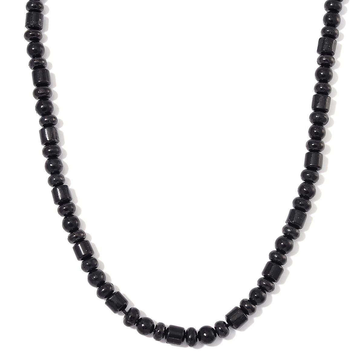 90.00ctw Shungite Fancy Beaded 20″ Necklace Rhodium Plated Magnetic Clasp