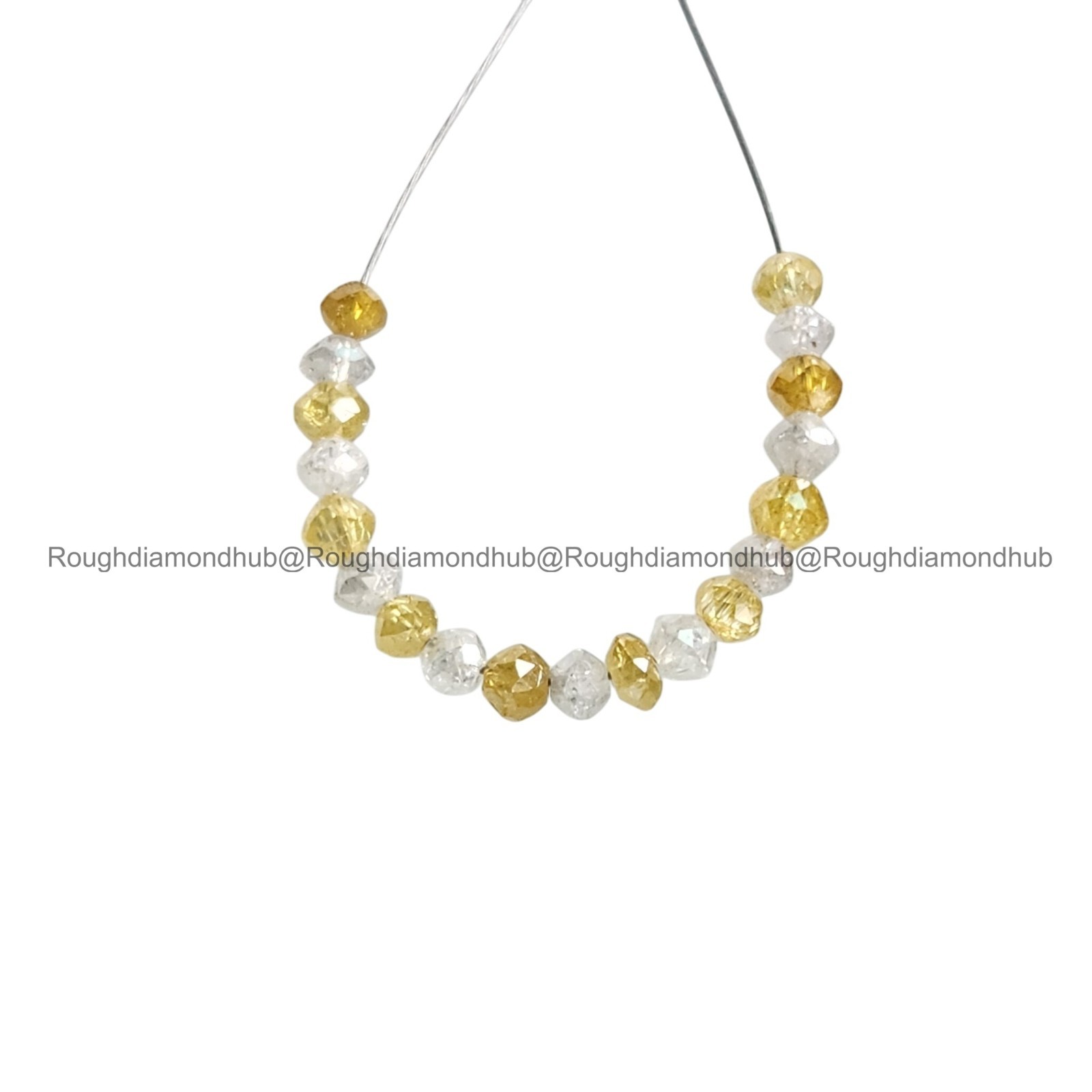 1.03 Ct Natural Yellow White Round Loose Diamond Beads wt Drilled Hole