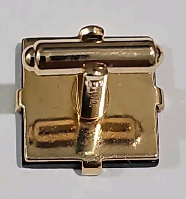 Vtg Swank Reverse Carved Lucite Cufflinks Tie Tac Set Black Silver Starburst MCM