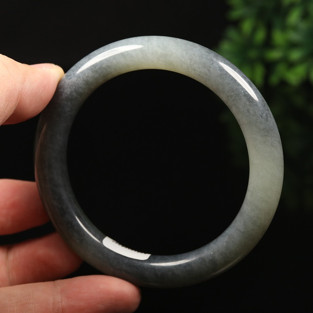 61mm Certified 100% Natural Grade A Black Green Xiu Jade Bangle Bracelet 12533