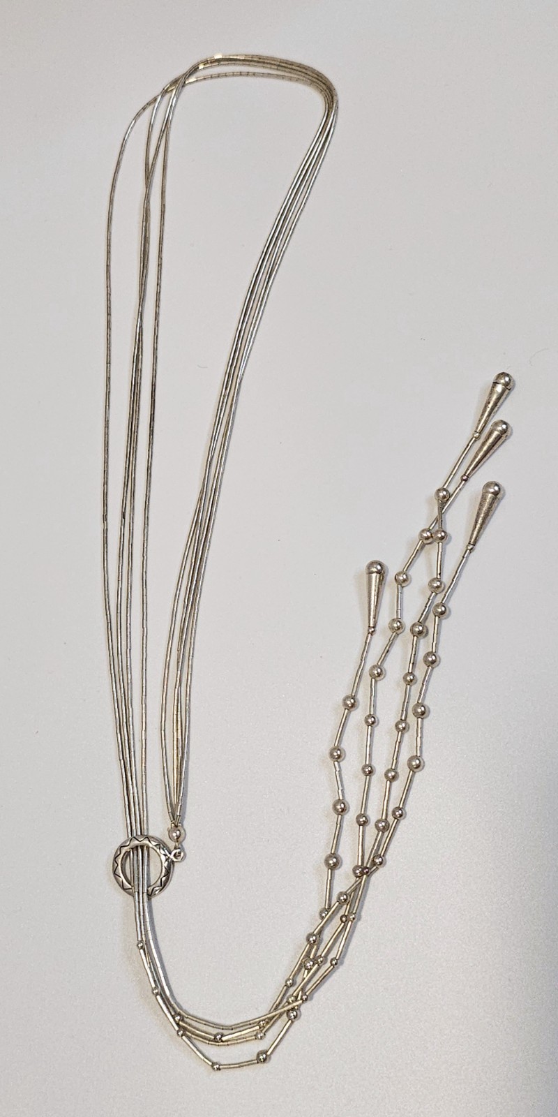 Sterling liquid silver lariat necklace Shube Dakota West