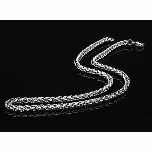 Stainless Steel Men Chain Necklace 4mm Wide Rhodium Coated NEW