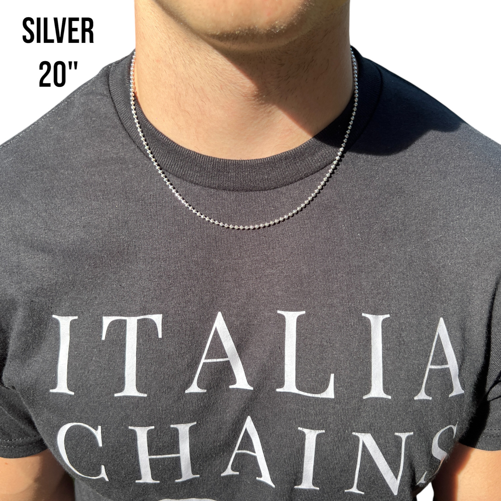 2.5mm Ball Moon Chain Necklace – Solid 925 Sterling Silver Or 14k Gold Vermeil