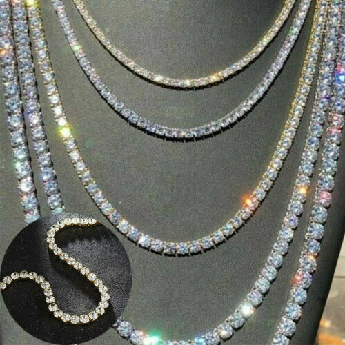 Chain Tennis Collar Imitation Hop Hop Diamond Necklace Line Men’s Gold/Silver