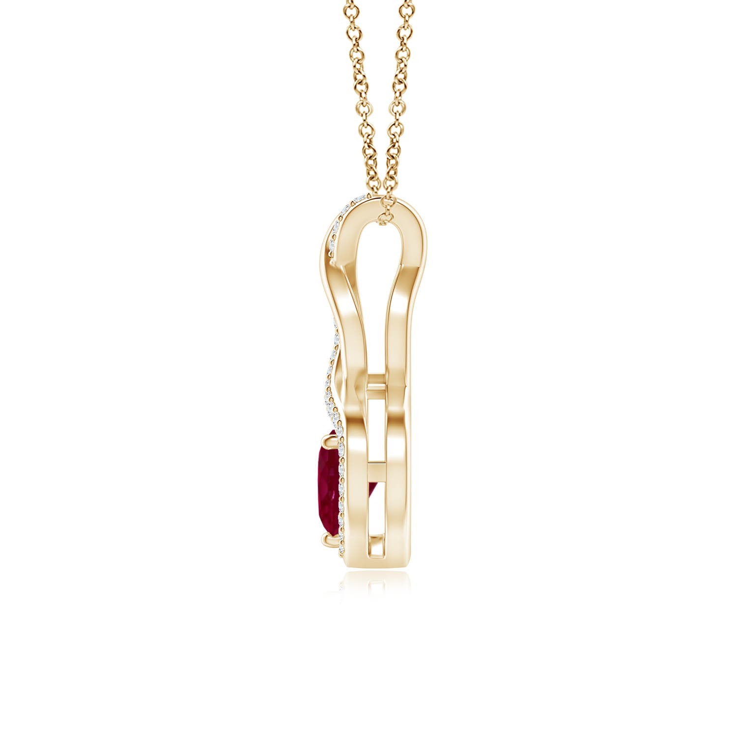 ANGARA Natural Ruby & Diamond Infinity Heart Pendant Necklace in 14K Yellow Gold
