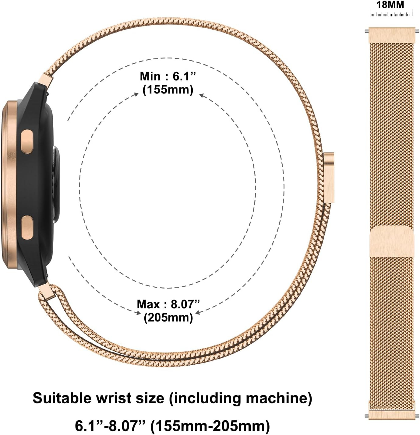 18Mm Metal Bands for Garmin Venu 3S / Venu 4 41Mm / Venu 2S / Vivoactive 4S / Vi