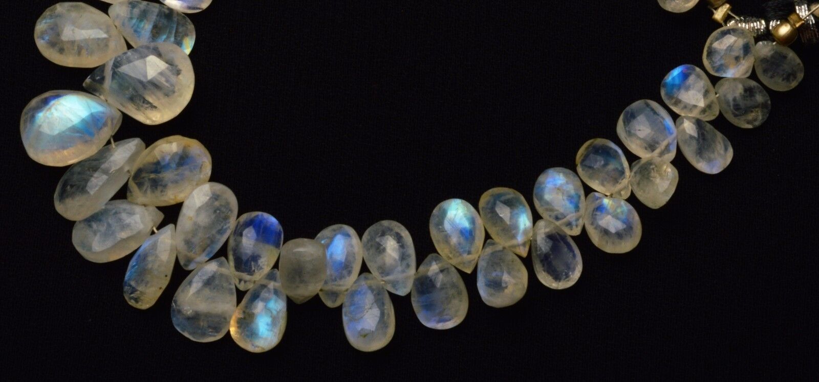Natural Gem Blue Flash Moonstone 5×7 to 9x13MM Facet Pear Shape Briolettes 7.5″
