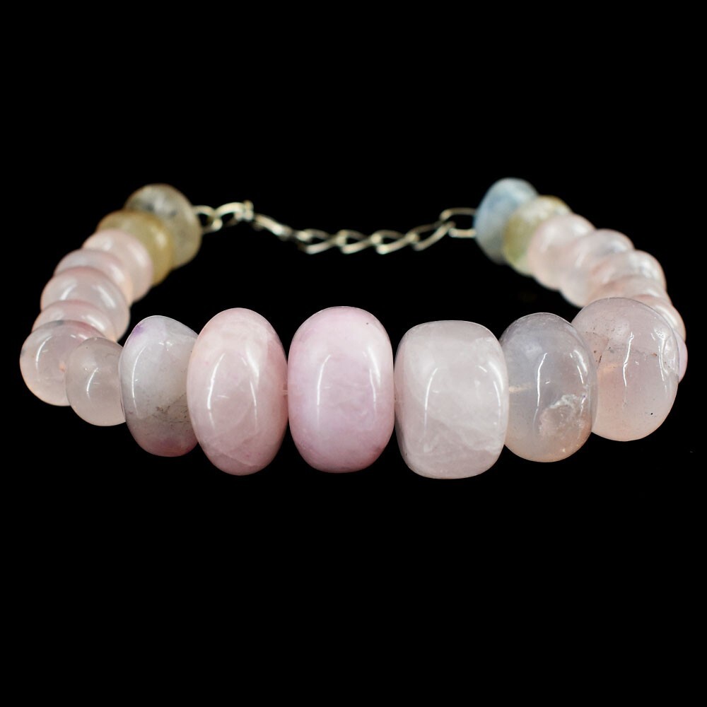 Dazzling Rose Quartz ,Moonstone 218.00 Cts Beaded Beautiful Bracelet VK 53 E680