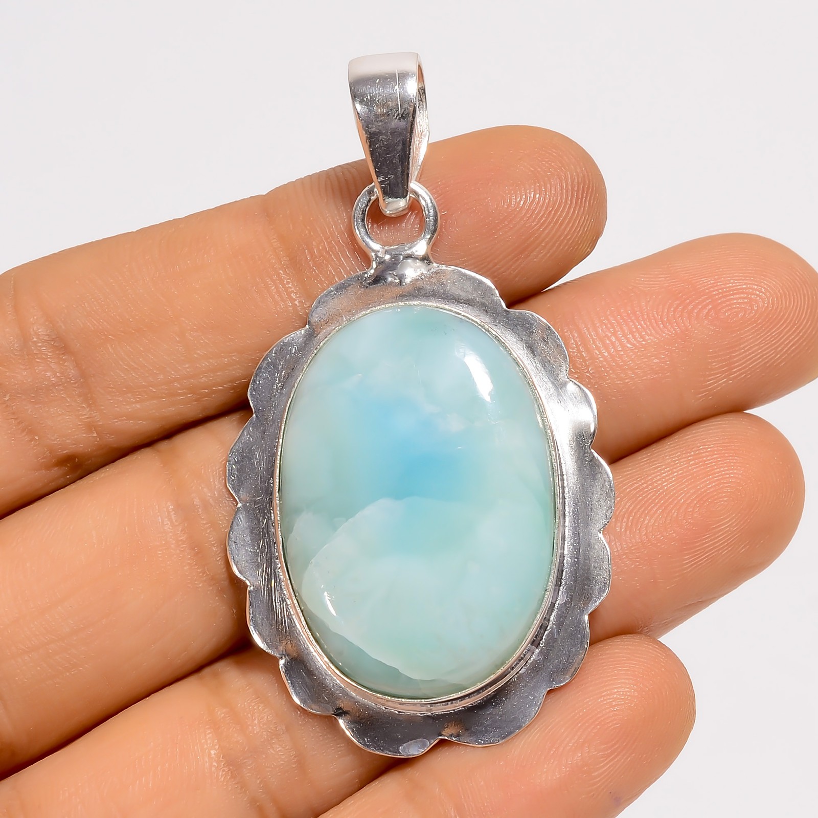 Natural Hemimorphite Gemstone Fashion Jewelry 925 Silver Pendant 2″ ARP-6655