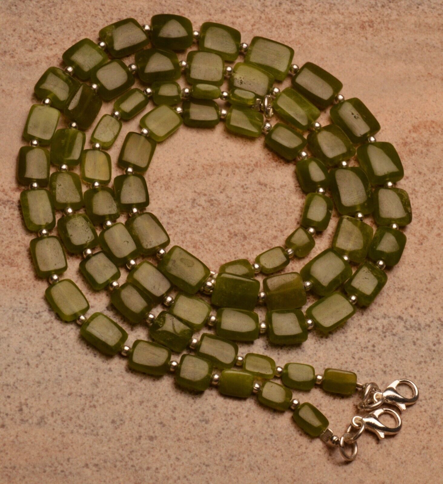 Natural Gem Vesuvianite 6 to 10 mm Size Smooth Nugget Beads Necklace 15″