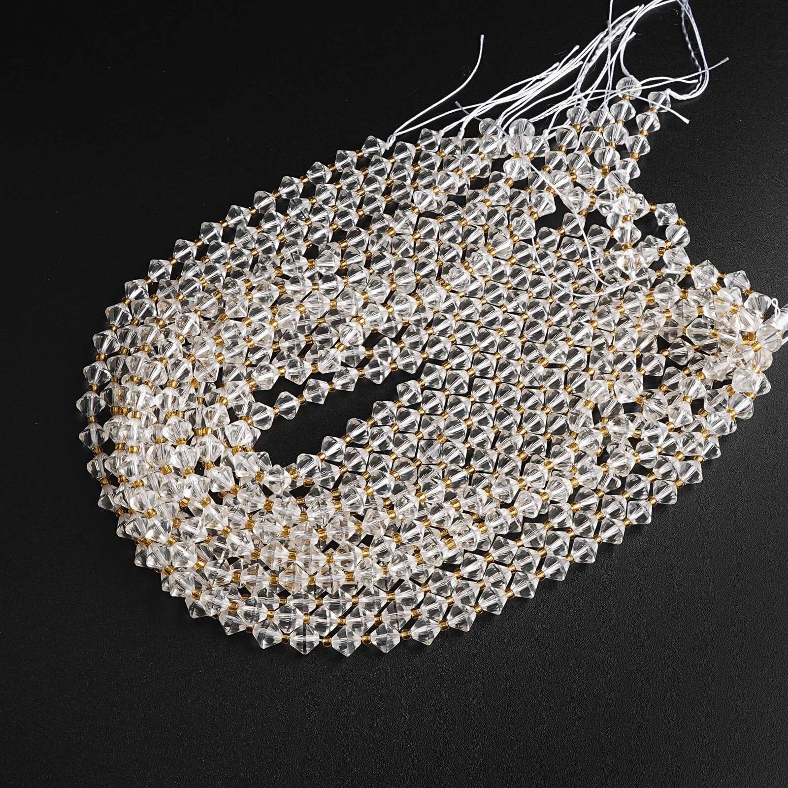 8MM Natural Transparent white Crystal Quartz Beads AA Bicone Faceted Loose Beads