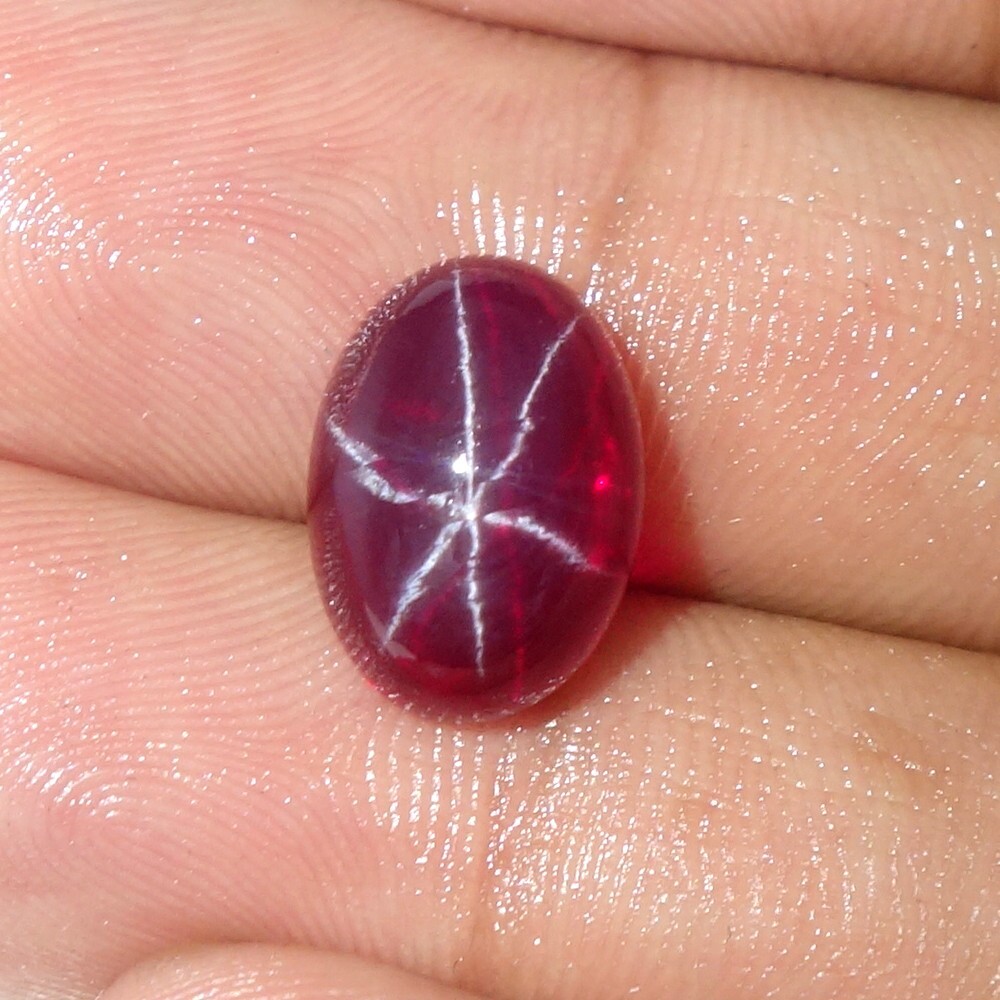 Regular Red Ruby Star 6 Rays Oval Cabochon 10.40Cts. Loose Gemstone For Jewelry