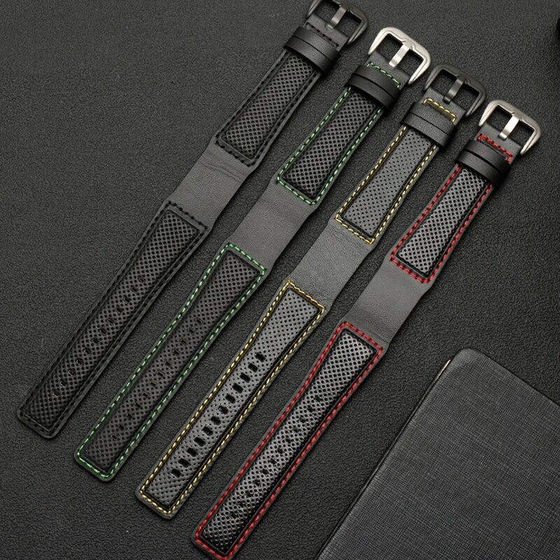 24mm Cow Leather Watchband Strap For Dietrich OTC-AO1 OT-3 Swiss Bracelet Black