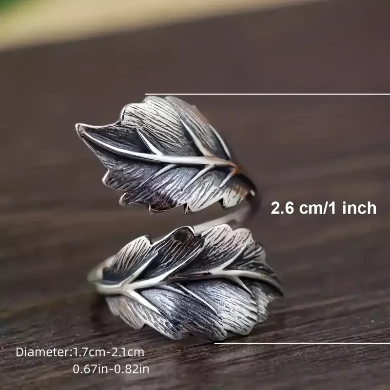 Elegant 925 Sterling Silver Leaves Wedding Engagement Open Ring One Size Fit All