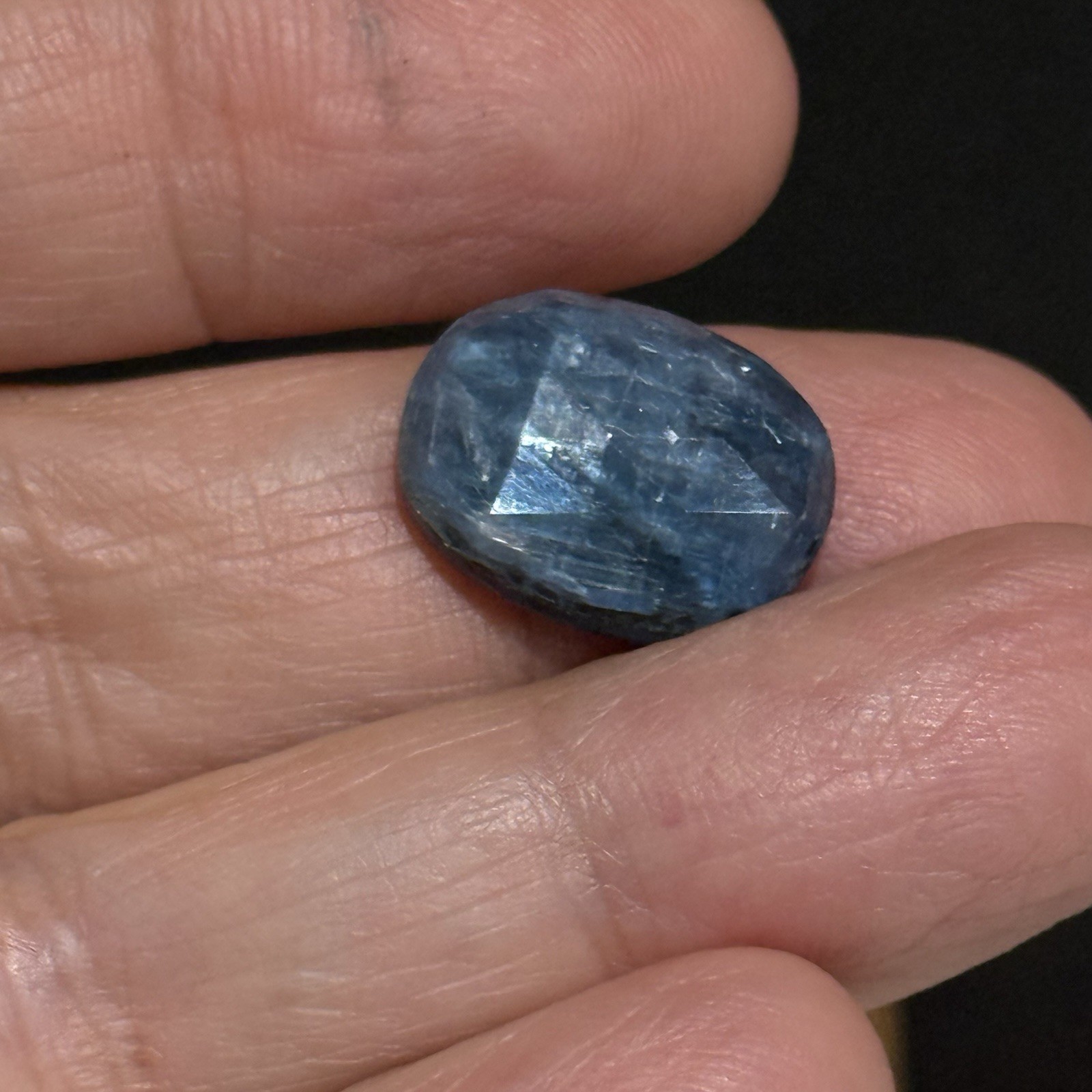 12.1ct 16.4×12.2×5.6mm Fine Blue Faceted Kyanite Oval Cabochon Loose Gem