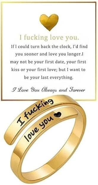 I F♡Cking Love You Ring for Women, Hope Rings Adjustable Stainless Steel Silver